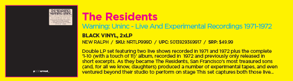 Residents - WARNING: UNiNC.: Live And Experimental Recordings 1971-1972